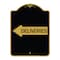 Signmission Designer Series Deliveries W/ Left Arrow, Black & Gold Aluminum Sign, 18" x 24", BG-1824-24363 A-DES-BG-1824-24363 - alternate 1